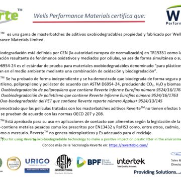 CERTIFICACIÓN ADITIVO BIODEGRADABLE REVERTE